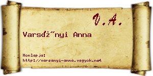 Varsányi Anna névjegykártya