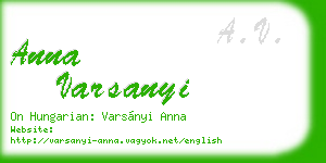 anna varsanyi business card