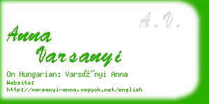 anna varsanyi business card